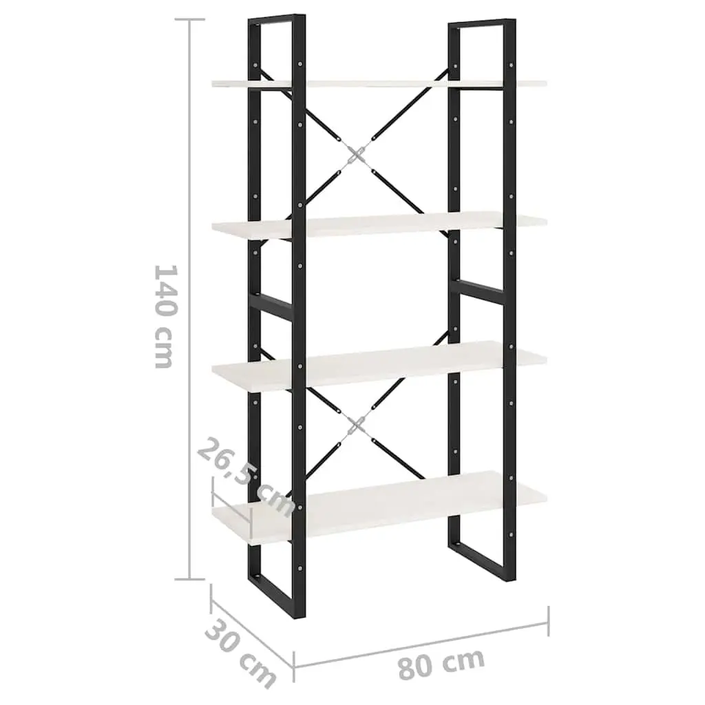 4-Tier Book Cabinet Solid Pine Wood White Bookshelf Storage Shelving Unit
