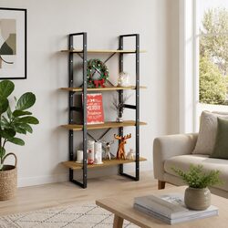 4-Tier Book Cabinet 80x30x140cm Solid Pine Wood Bookshelf Storage Display Stand