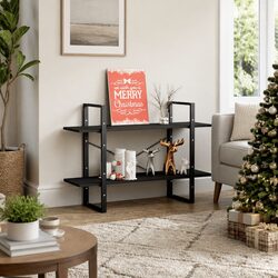 2-Tier Book Cabinet Grey Standing Shelf Storage Bookcase Organiser Display Unit