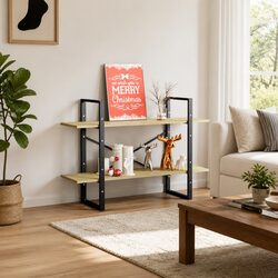 2-Tier Book Cabinet Sonoma Oak Standing Bookshelf Storage Shelves 100x30x70 cm