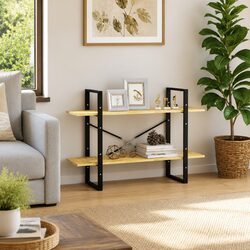 2-Tier Book Cabinet 100x30x70 cm Pine Wood Standing Bookshelf Storage