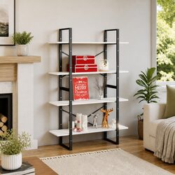 4-Tier Book Cabinet White Engineered Wood Bookshelf Storage Display Stand Shelf