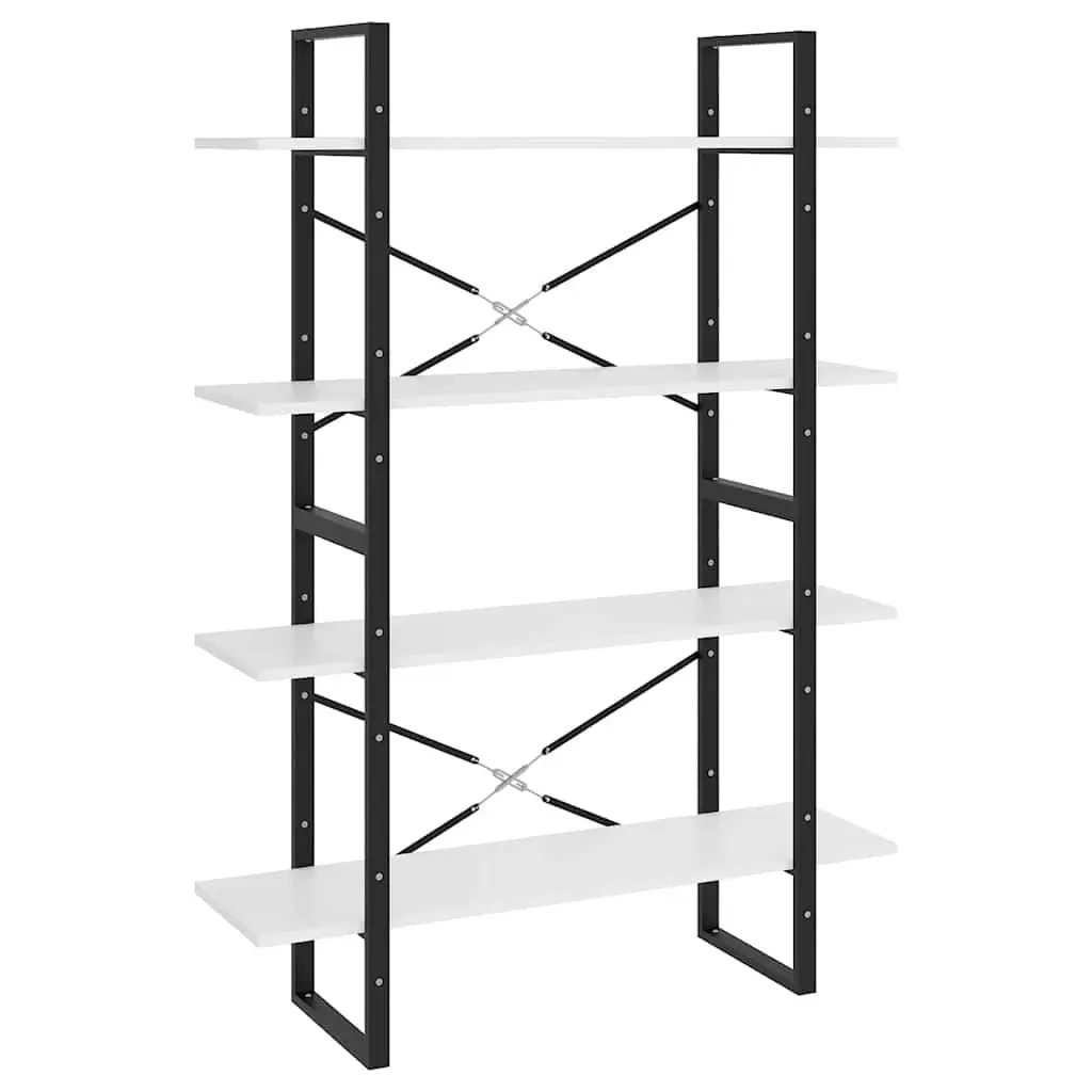 4-Tier Book Cabinet Engineered Wood White Bookshelf Storage Display Stand
