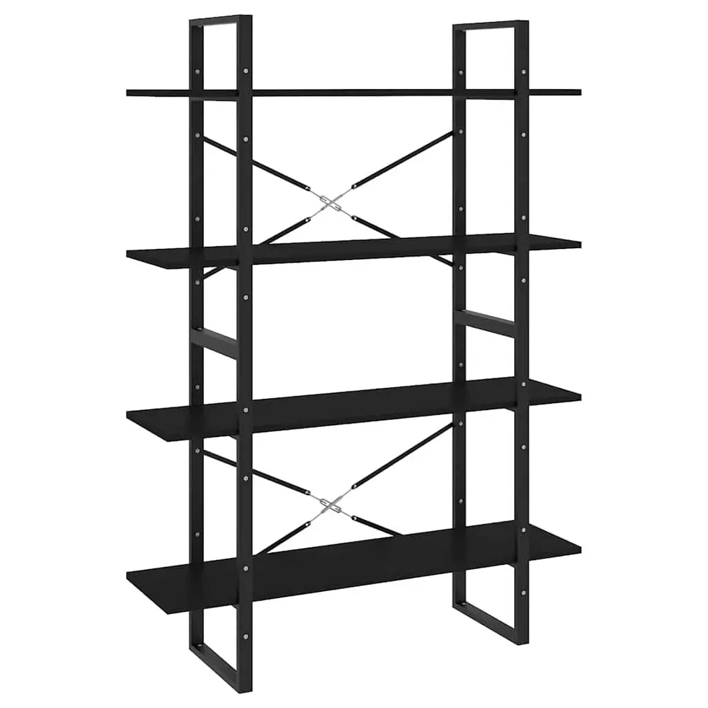 Book Cabinet 4-Tier Shelving Unit Engineered Wood Black