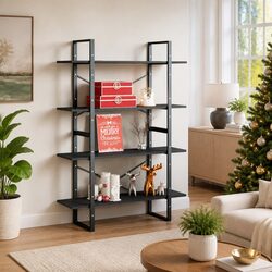 4-Tier Bookshelf Storage Cabinet Grey Standing Display Shelves Home Office