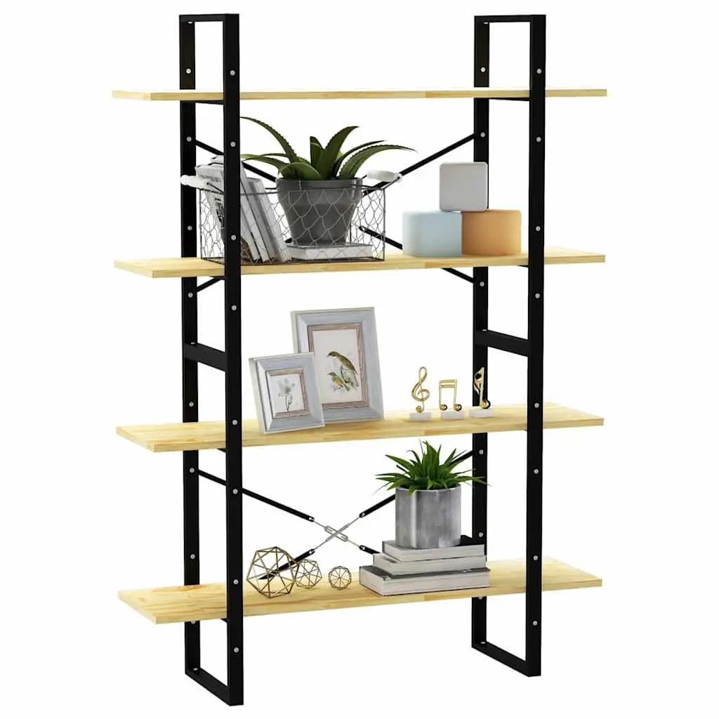 4-Tier Book Cabinet Solid Pine Wood Brown 100x30x140cm