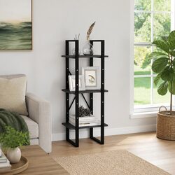 3-Tier Book Cabinet Grey Wooden Shelving Unit Standing Display Storage Bookcase