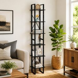 High Storage Cabinet Grey 40x30x210cm Solid Pine Wood 6 Shelf Bookcase Display