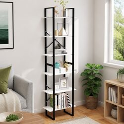 Storage Shelf Bookcase Standing Display Rack 60x30x210 cm White Engineered Wood