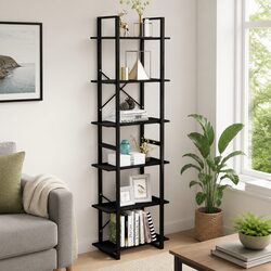Storage Shelf 60x30x210 cm Bookcase Display Stand Shelving Unit Black