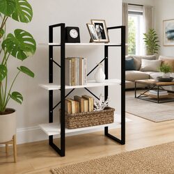 3-Tier Book Cabinet White Solid Pine Wood Shelving Unit Storage Display Bookcase