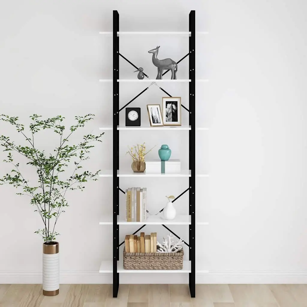 High Cabinet Tall Shelving Unit 80x30x210 cm White Engineered Wood Bookcase