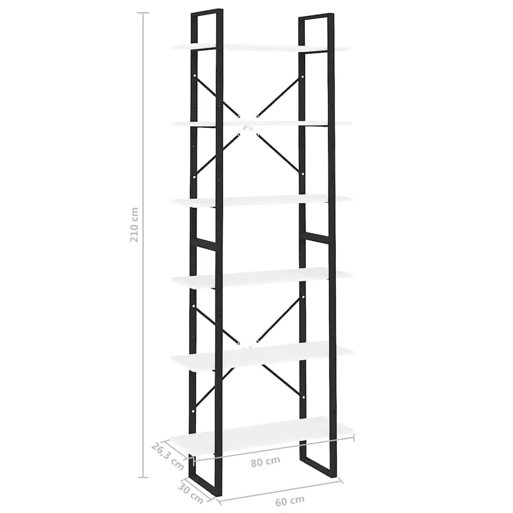High Cabinet Tall Shelving Unit 80x30x210 cm White Engineered Wood Bookcase