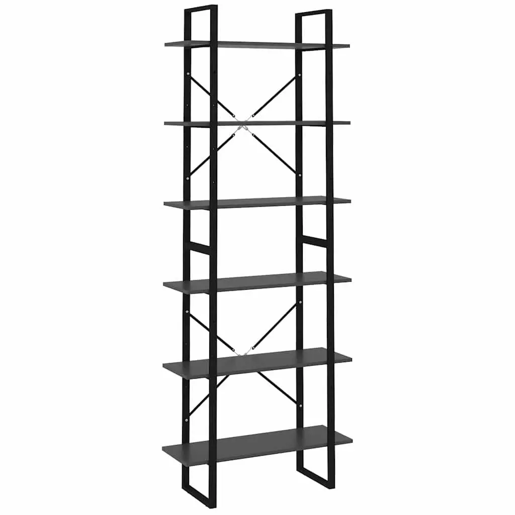 High Cabinet Engineered Wood 80x30x210cm Grey Bookcase Shelving Storage