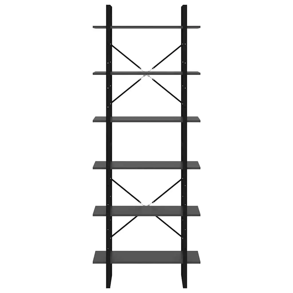 High Cabinet Engineered Wood 80x30x210cm Grey Bookcase Shelving Storage