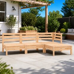 4 Piece Wooden Garden Lounge Set Pallet Design Outdoor Patio Furniture Brown