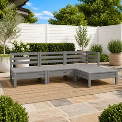 Garden Lounge Set 4 Piece Wooden Patio Furniture Modular Grey Outdoor Sofa