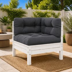 Garden Corner Sofa with Cushions White Solid Pinewood Modular Outdoor Patio