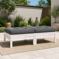 2-Seater Garden Sofa with Cushions White Outdoor Patio Sectional Seating