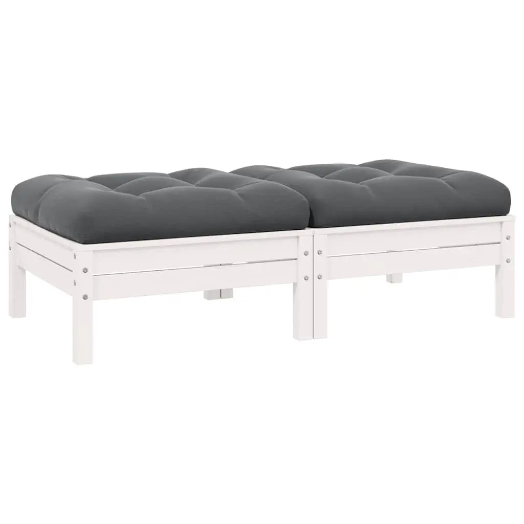 2-Seater Garden Sofa with Cushions White Outdoor Patio Sectional Seating