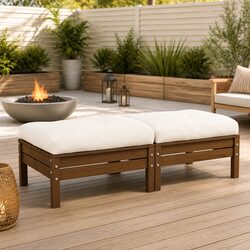 2-Seater Outdoor Garden Sofa Modular Patio Sectional with Cushions Brown