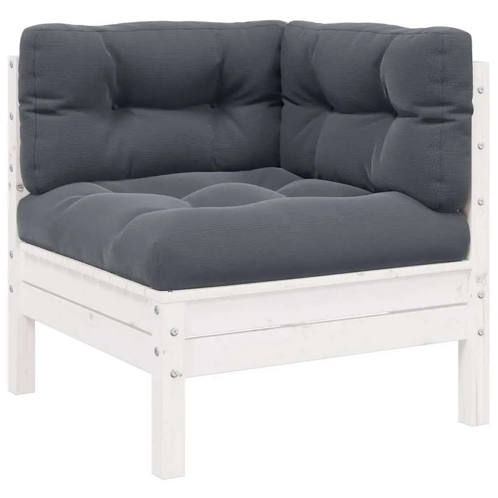 3 Piece Outdoor Garden Lounge Set Sectional Sofa with Cushions Solid Pinewood White