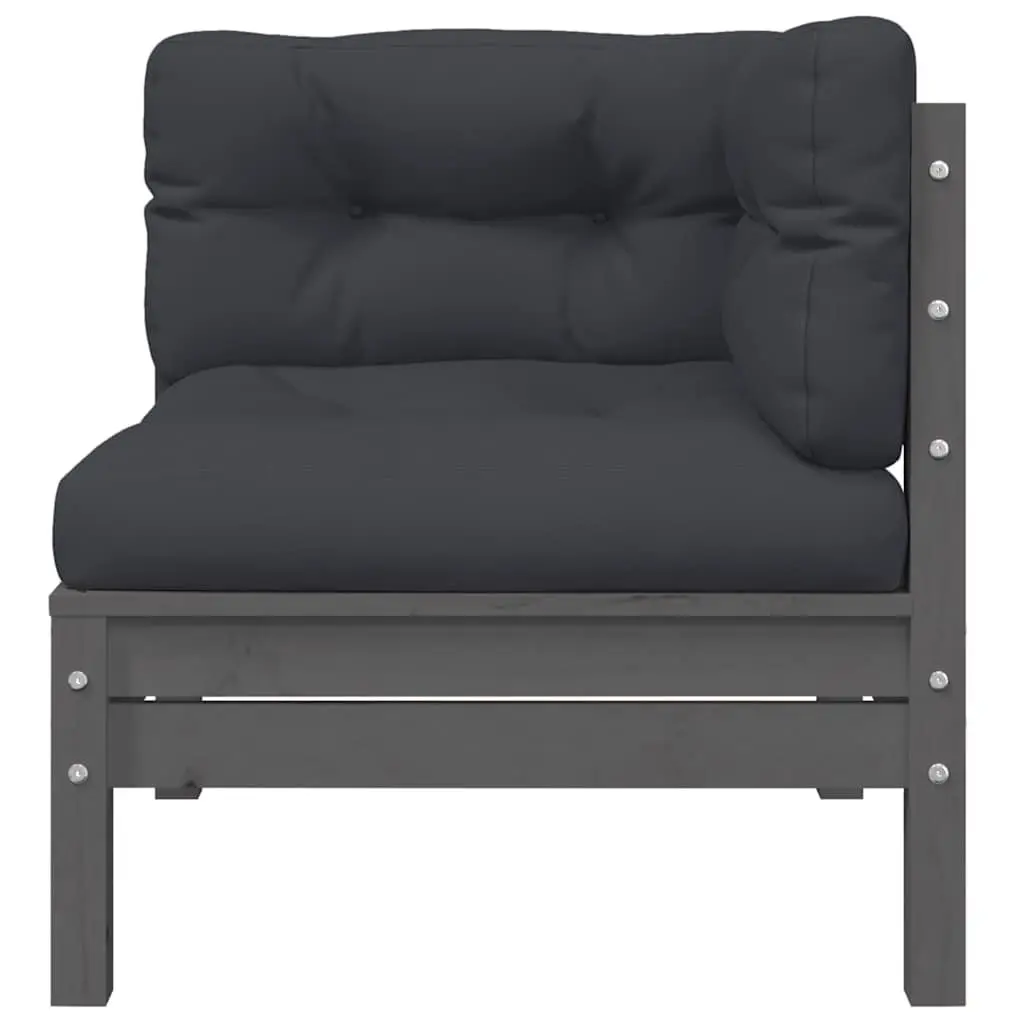 3 Piece Garden Lounge Set with Cushions Grey Outdoor Sectional Sofa Patio