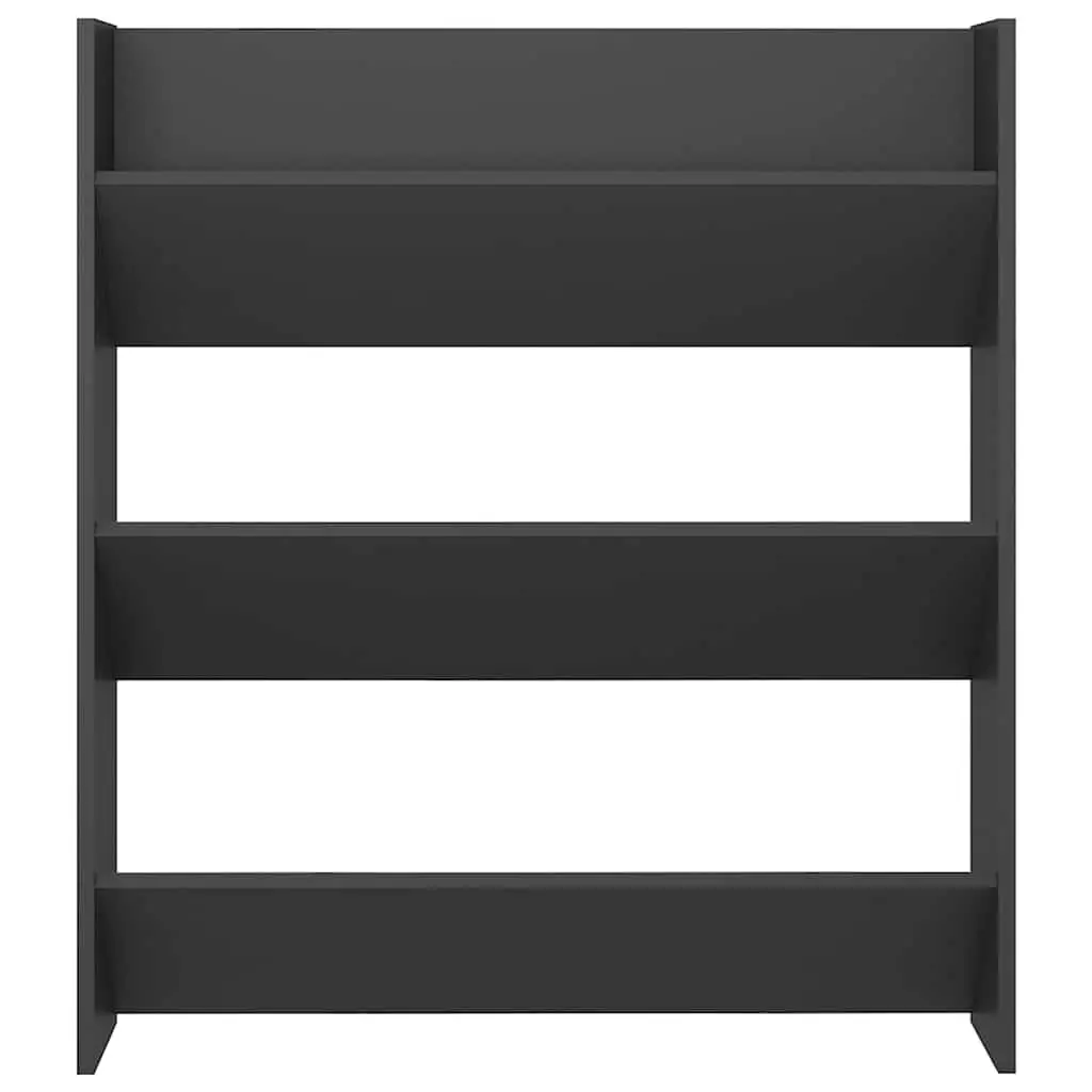 Wall Mounted Shoe Cabinet Grey Engineered Wood Storage Organiser with 3 Tipping Shelves