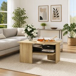 Coffee Table with Storage Shelf Living Room Accent Sonoma Oak 90x60x46.5cm