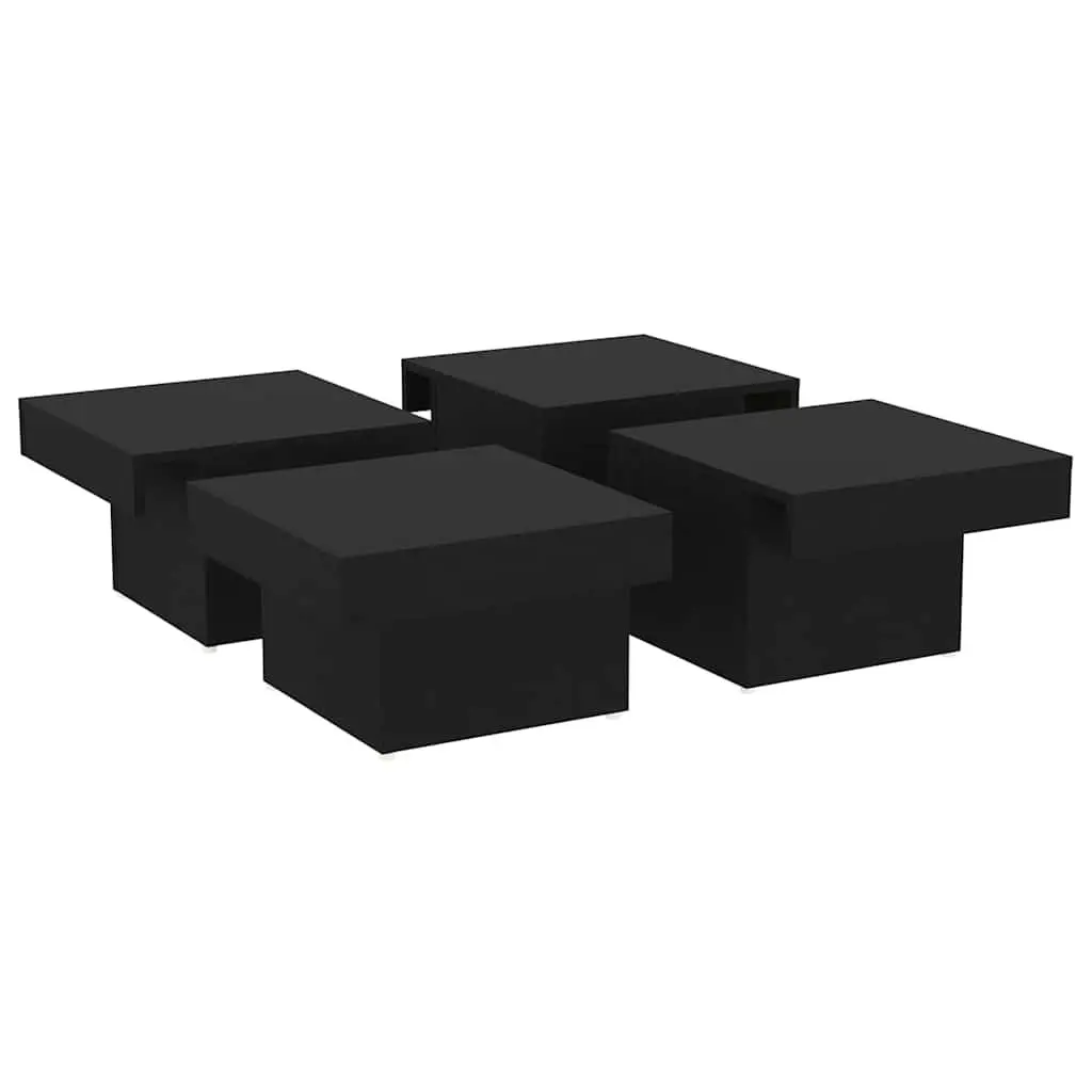 Coffee Table Black Square Living Room Accent Furniture Modern Design 90x90x28cm