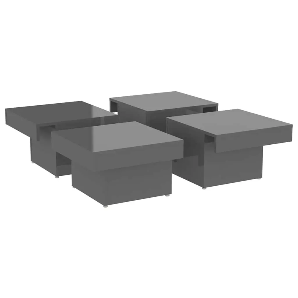 Coffee Table High Gloss Grey 90x90x28cm Modern Living Room Centre Table