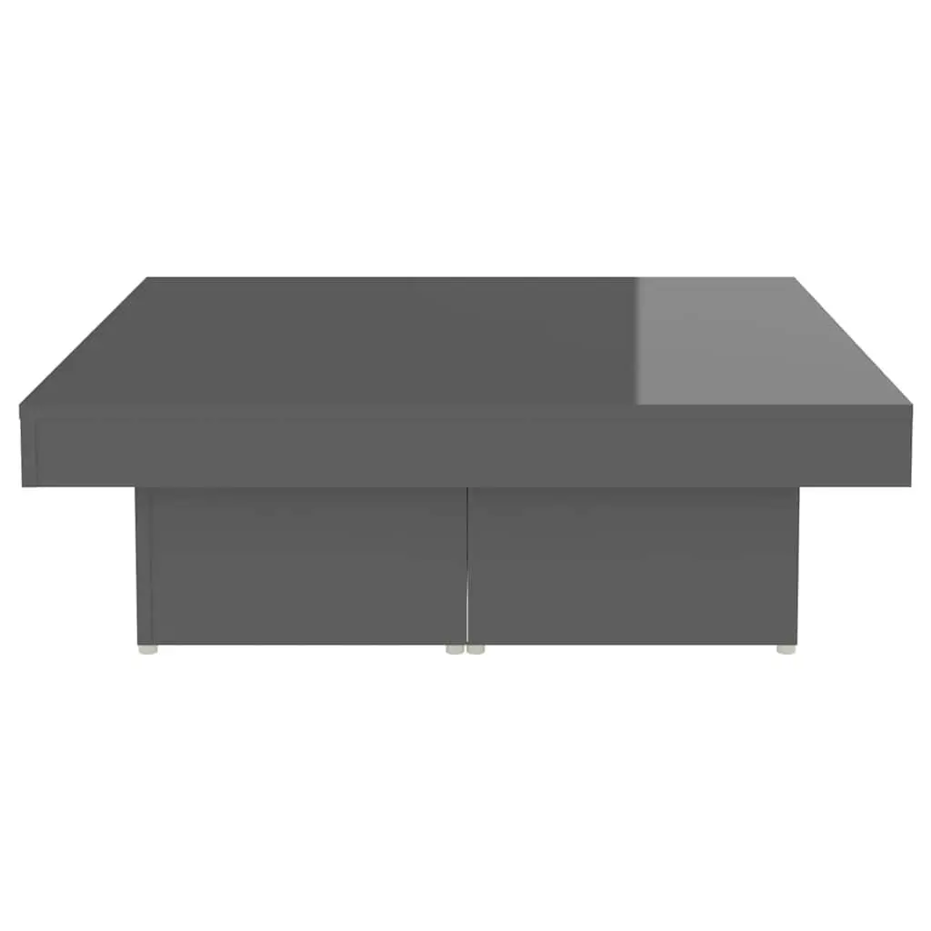 Coffee Table High Gloss Grey 90x90x28cm Modern Living Room Centre Table