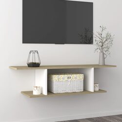 Wall Mounted TV Cabinet White Open Shelving Living Room Media Storage Unit