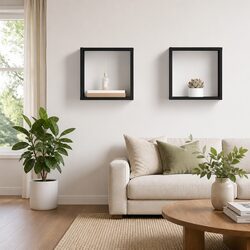 Wall Cube Shelves Floating Storage Display Set Grey Home Organization Decor