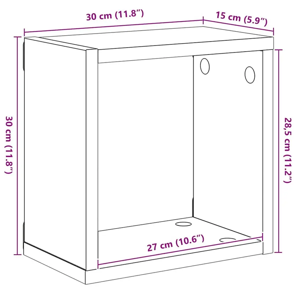 Wall Cube Shelves Set 4 Piece Grey Floating Storage Display Organiser