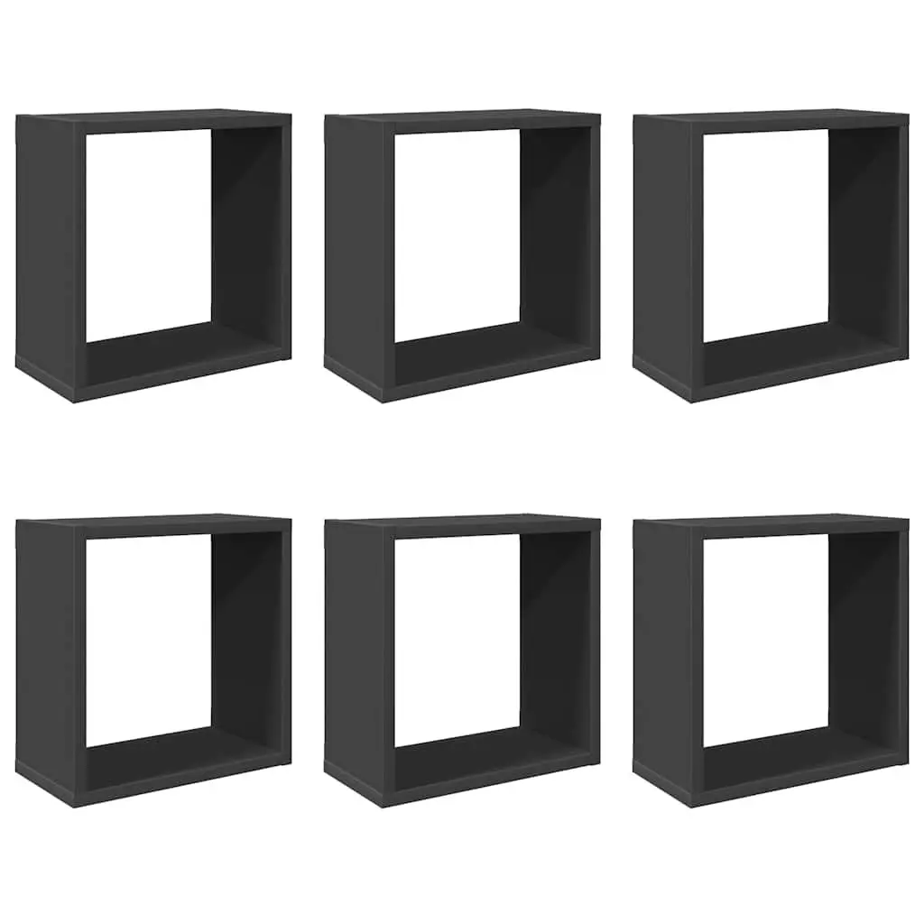 Wall Cube Shelves Set Floating Storage Display Organizer Grey 6 Piece