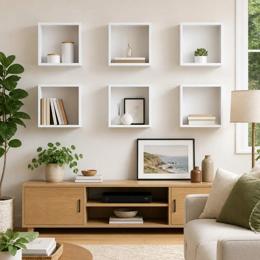 Wall Cube Shelves Set 6 Piece Floating Display Storage Shelving White