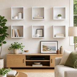 Wall Cube Shelves Set 6 Pcs Floating Display Storage Shelving White Home Decor