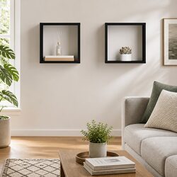 Wall Cube Shelves 2 pcs High Gloss Black Floating Storage Display 30x15x30 cm