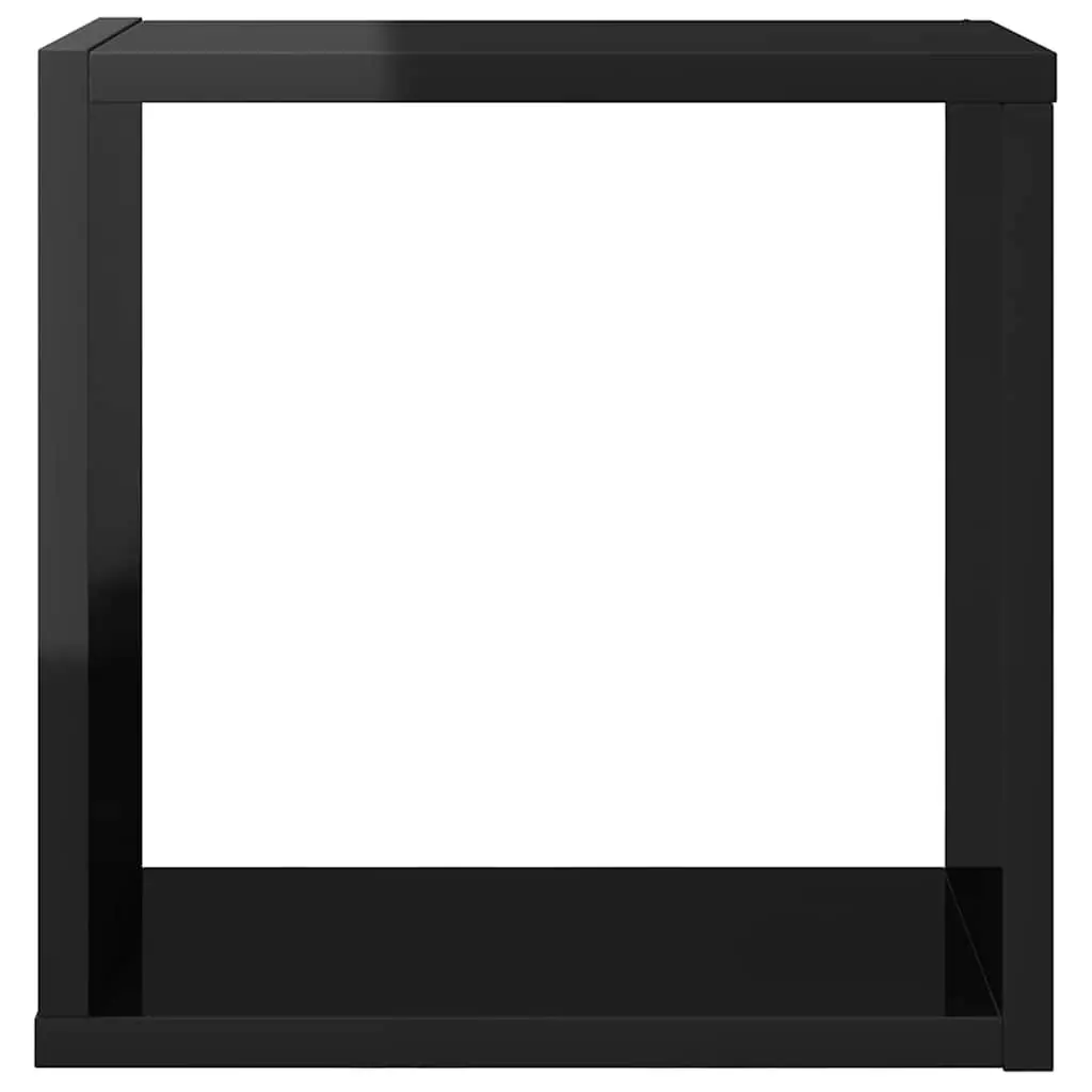 Floating Wall Cube Shelves 2 pcs High Gloss Black Storage Display 30x15x30 cm