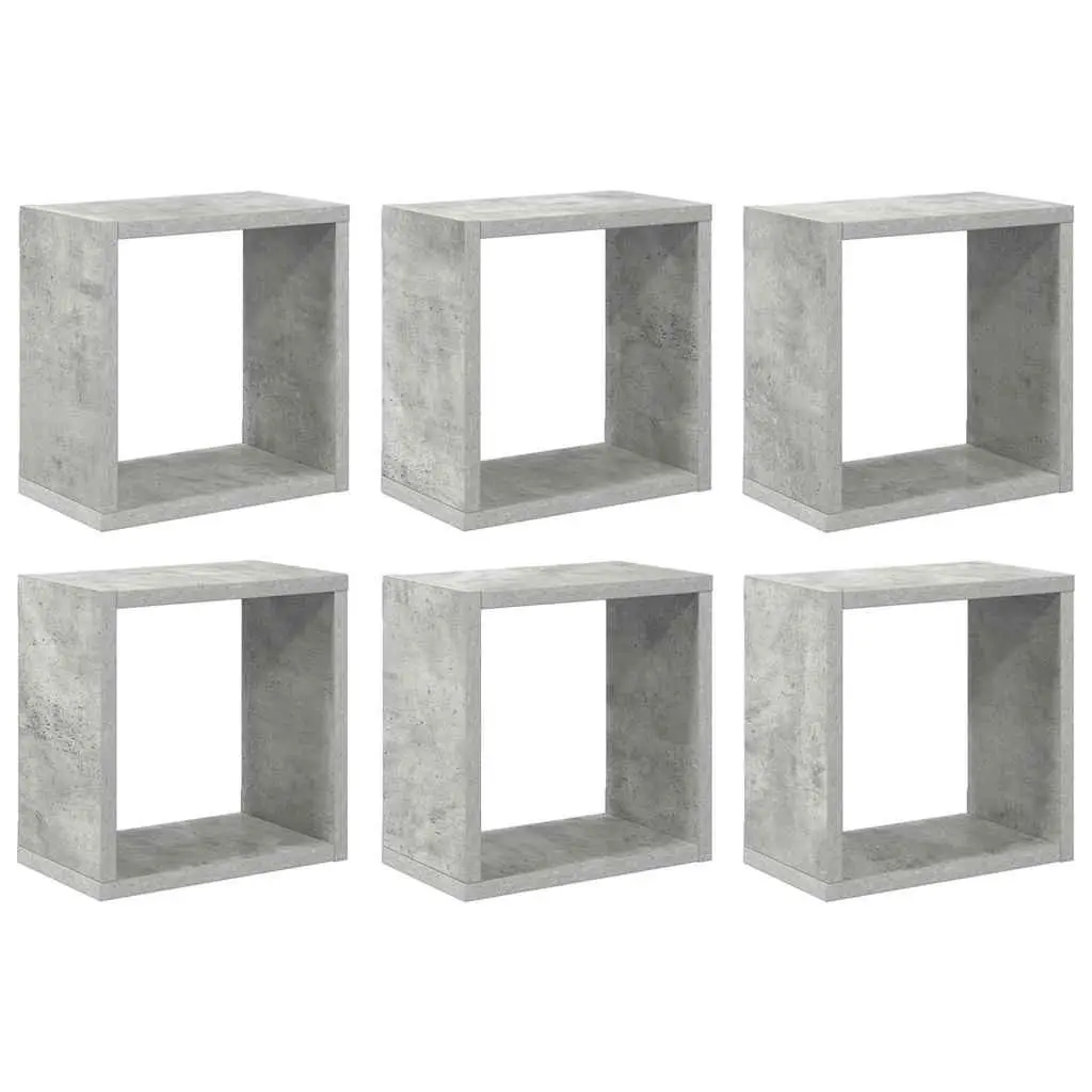 Wall Cube Shelves Floating Storage Display 6 Pieces Grey