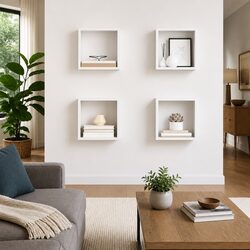 Wall Cube Shelves 4 Piece Set High Gloss White Floating Storage Display