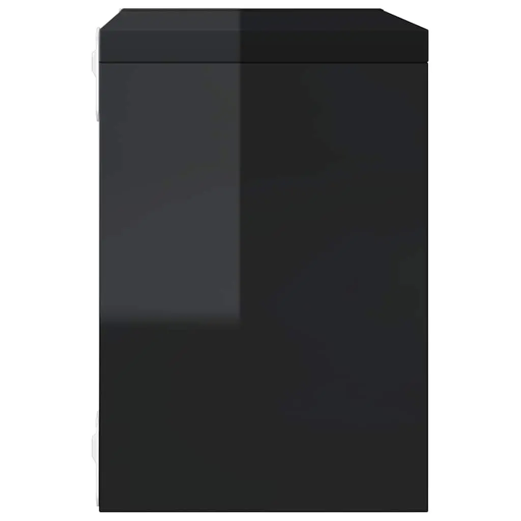 Wall Cube Shelves Floating Storage Display 4 Piece Set High Gloss Black