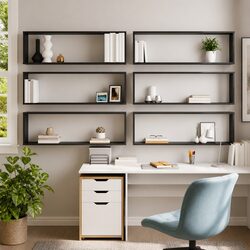 Wall Cube Shelves 6 Pieces Grey Floating Display Storage Shelving Set