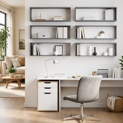 Wall Cube Shelves Set 6 pcs Grey Engineered Wood Display Storage Shelving Unit
