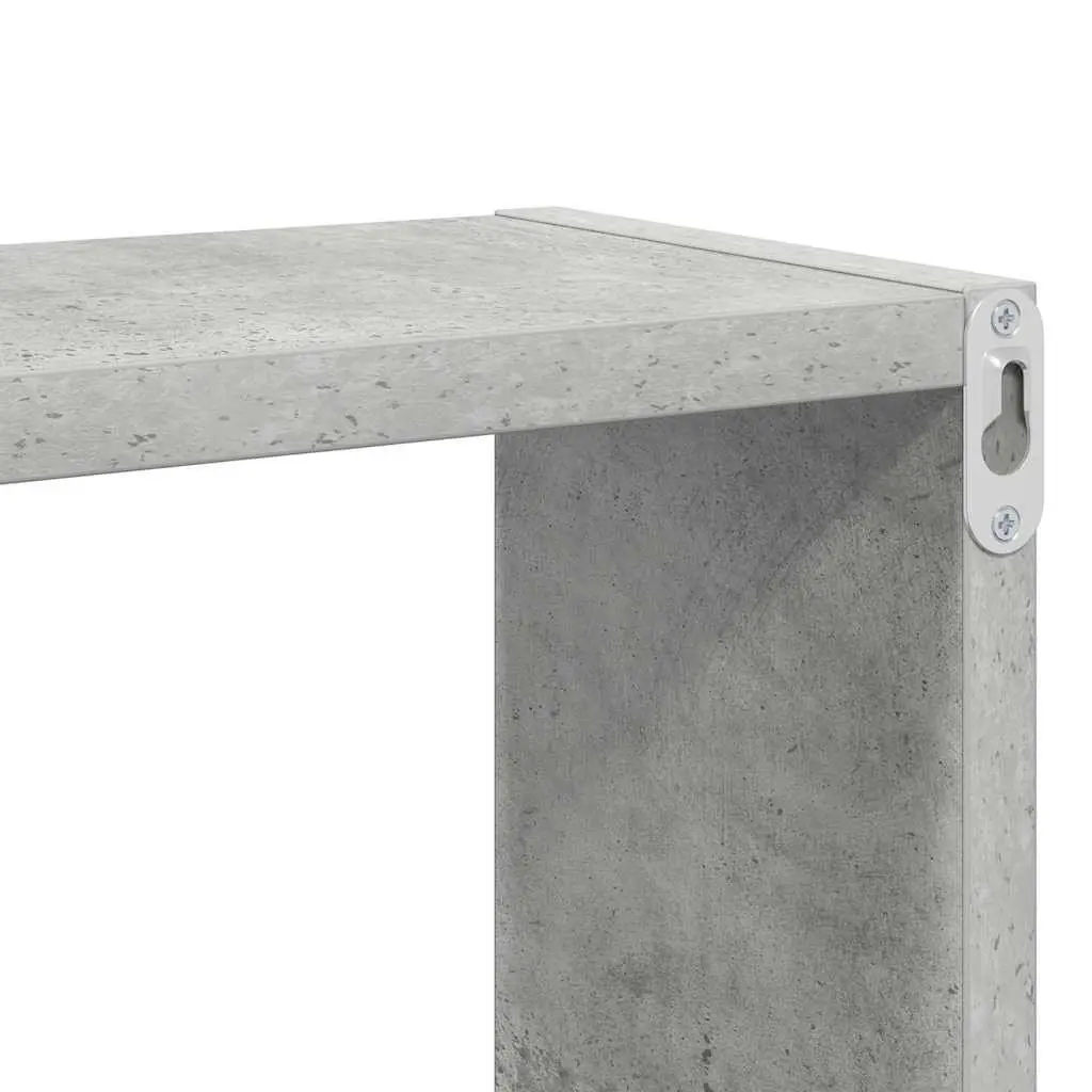 Wall Cube Shelves Set 6 Piece Grey Engineered Wood Display Storage Shelving Unit