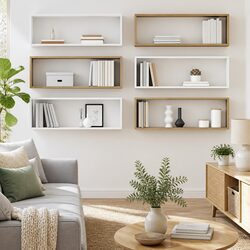 Wall Cube Shelves 6 Piece Set White Sonoma Oak Storage Display Shelving Unit