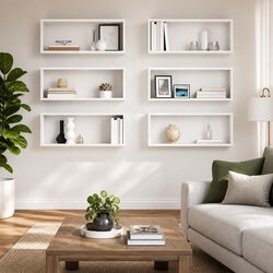 Wall Cube Shelves 6 Piece Set White Storage Display Floating Shelving Unit