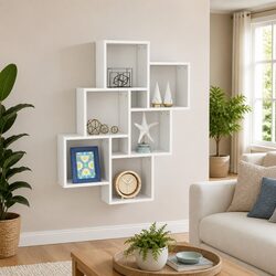 Wall Cube Shelf White Open Compartments Storage Display Shelving Unit