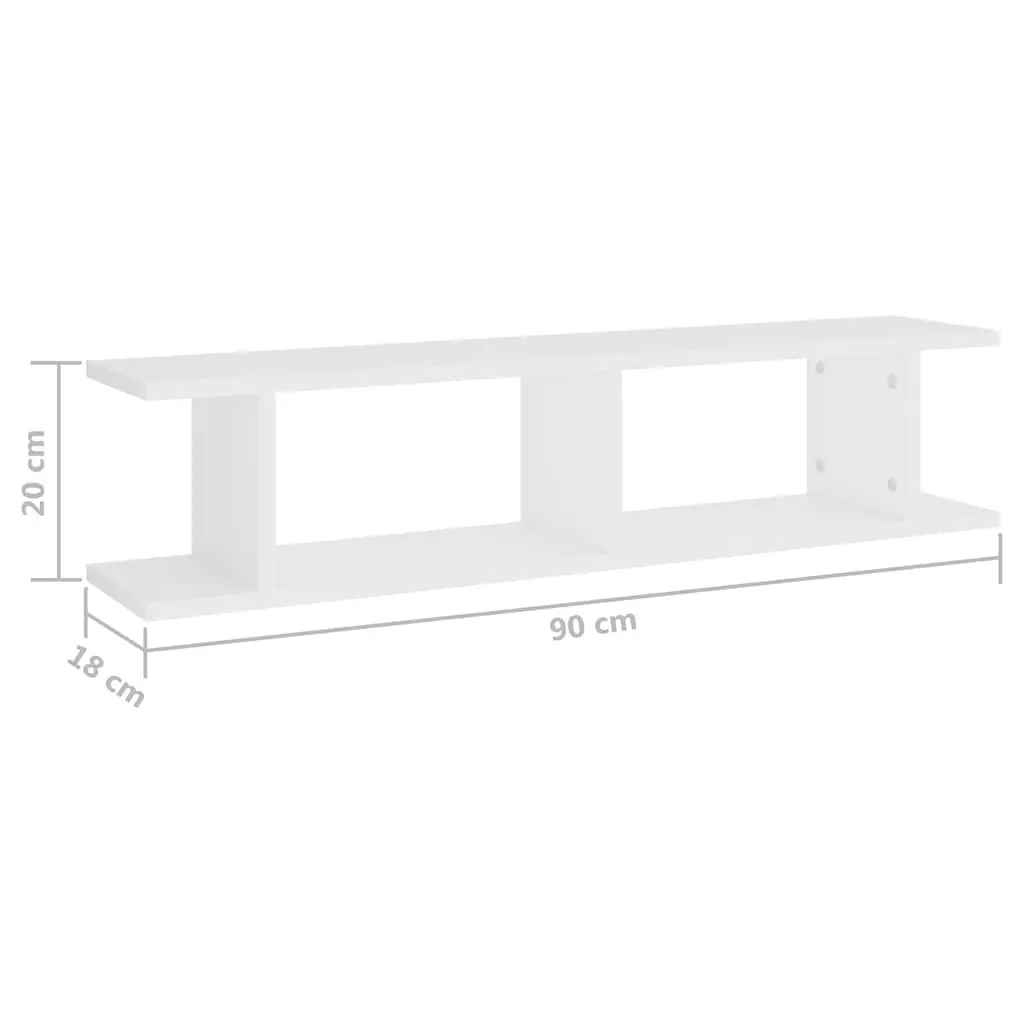 Floating Wall Shelf White 90x18x20cm Sturdy Display Cube Storage